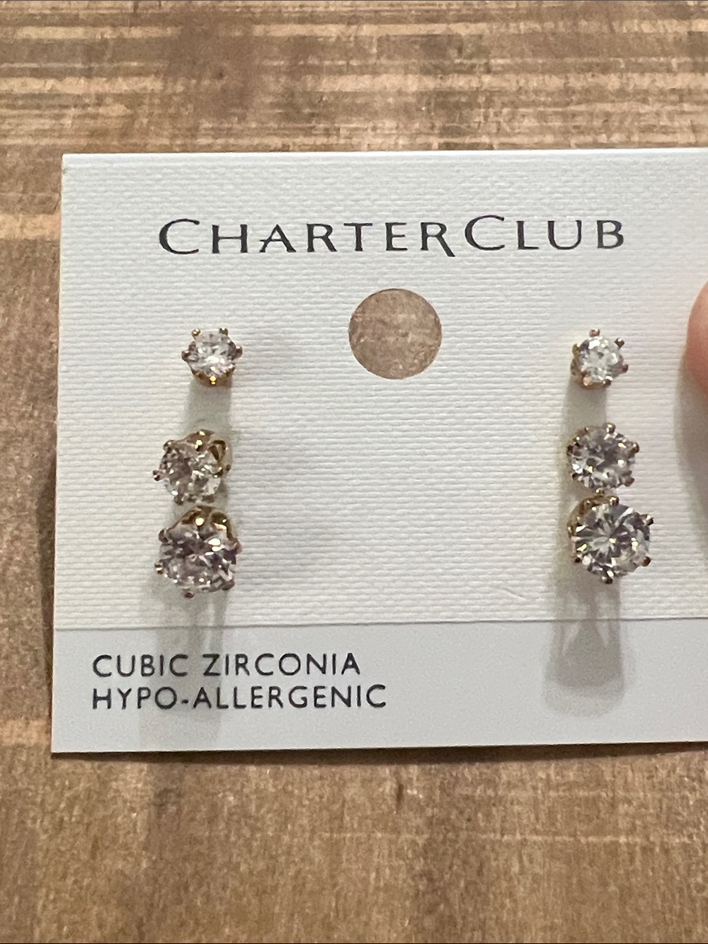 3/$18 Gold-Tone Clear Cubic Zirconia 3-Pair Stud Earring Set Lot 1018